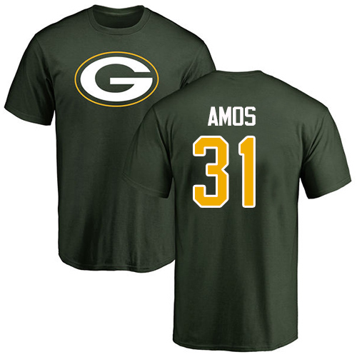 Men Green Bay Packers Green #31 Amos Adrian Name And Number Logo Nike NFL T Shirt